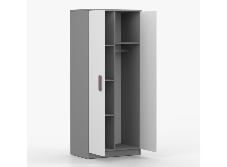 Šatní skříň SCOUT 80 - šedá/bílá (více variant)