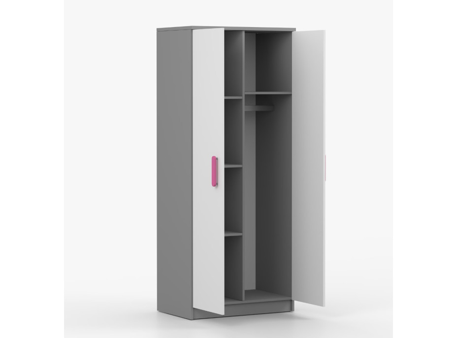 Šatní skříň SCOUT 80 - šedá/bílá (více variant)