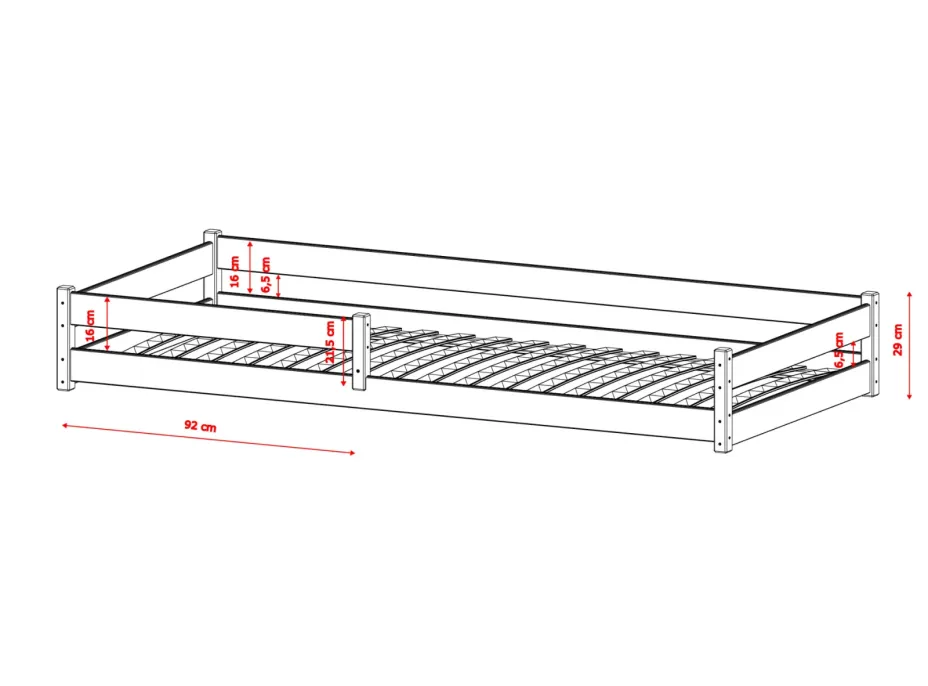 Dětská Montessori postel z masivu borovice ALICE - 200x90 cm - PŘÍRODNÍ