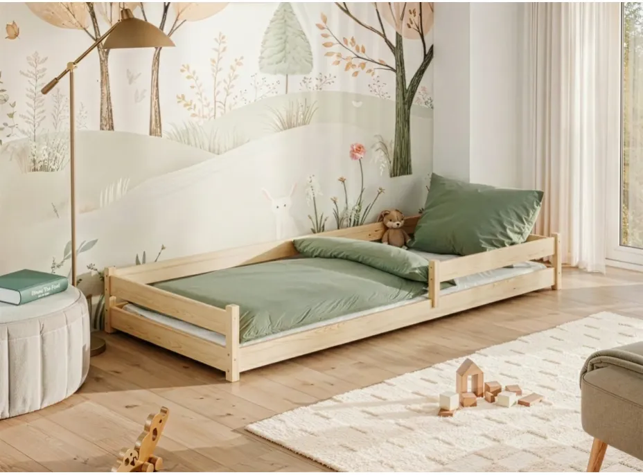 Dětská Montessori postel z masivu borovice ALICE - 200x90 cm - PŘÍRODNÍ