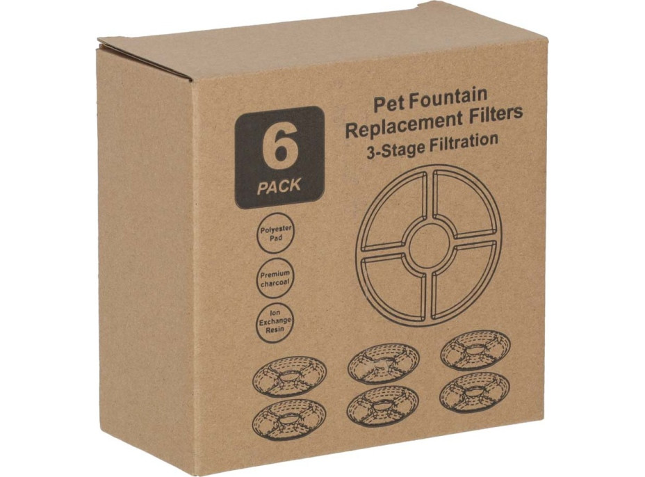 Náhradní filtry pro napáječku pro psy a kočky - sada 6 kusů