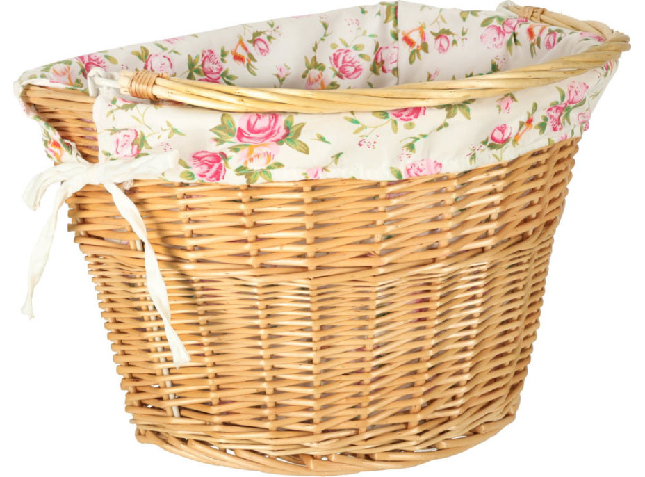 Proutěný košík RALLEX na řídítka jízdního kola - přírodní/květovaný