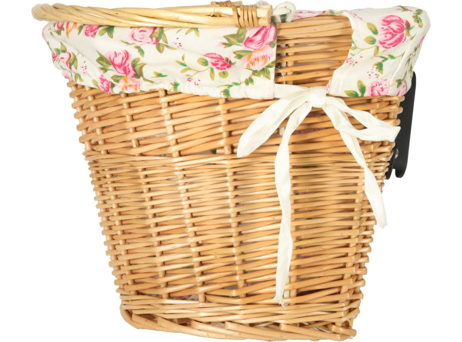 Proutěný košík RALLEX na řídítka jízdního kola - přírodní/květovaný