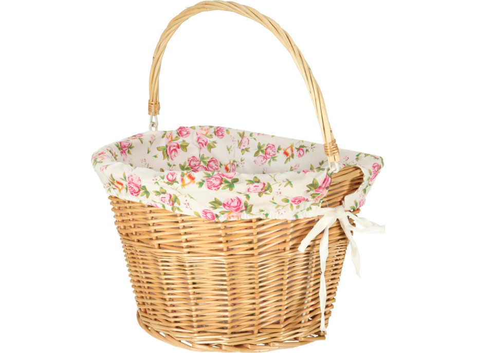 Proutěný košík RALLEX na řídítka jízdního kola - přírodní/květovaný