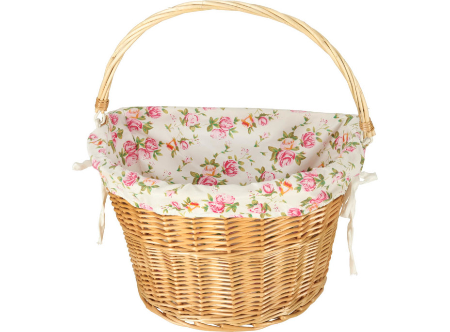 Proutěný košík RALLEX na řídítka jízdního kola - přírodní/květovaný