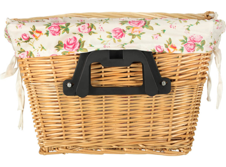 Proutěný košík RALLEX na řídítka jízdního kola - přírodní/květovaný