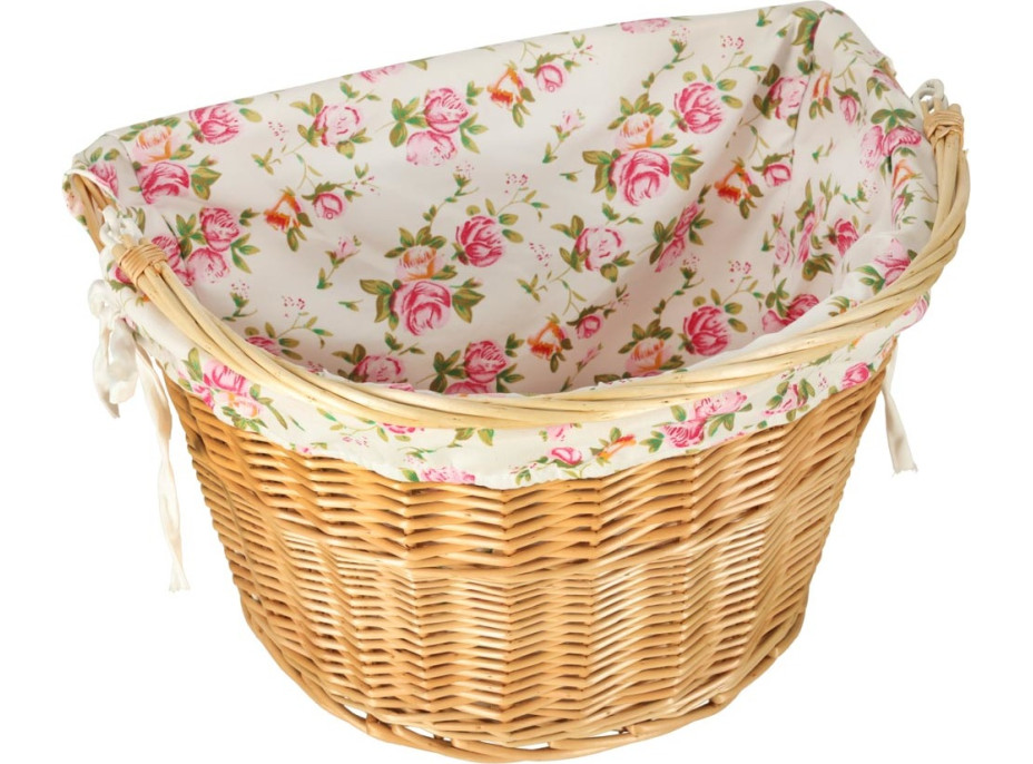 Proutěný košík RALLEX na řídítka jízdního kola - přírodní/květovaný