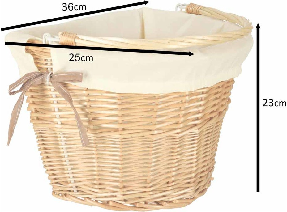 Proutěný košík RALLEX na řídítka jízdního kola - přírodní/bílý