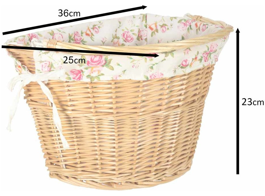 Proutěný košík RALLEX na řídítka jízdního kola - přírodní/květovaný