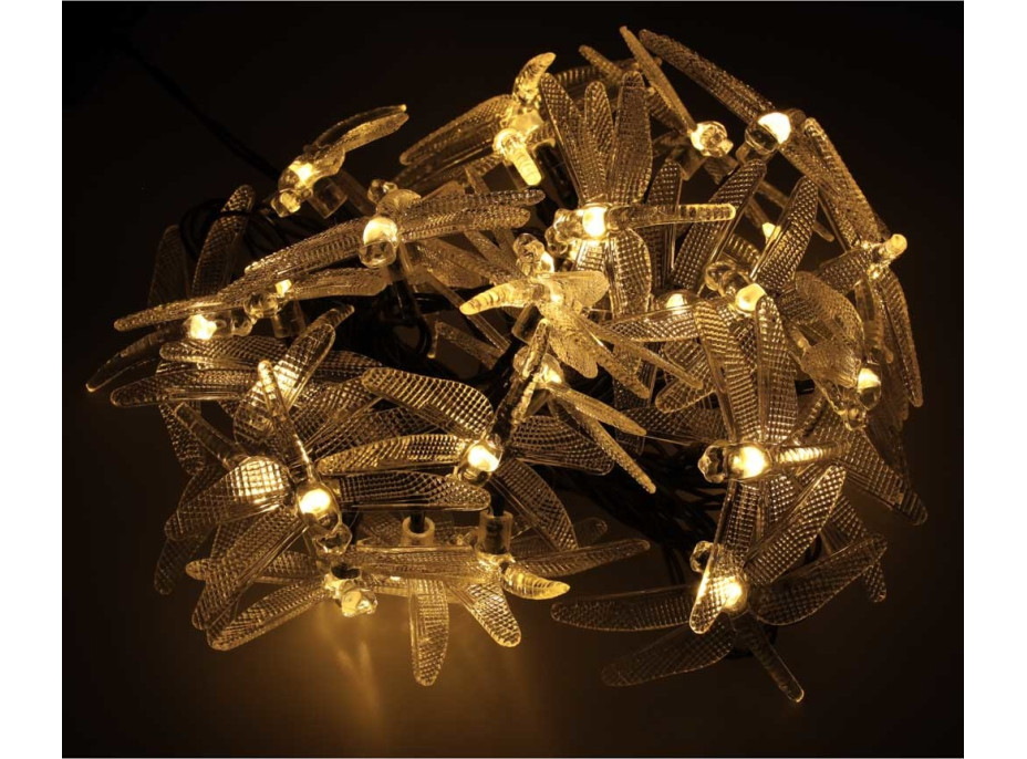 Solární zahradní osvětlení VÁŽKA - 6,5 m 30LED - teplá bílá