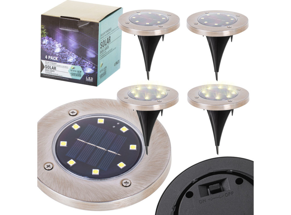 Solární zahradní světla 8 LED - 4 ks - teplá bílá