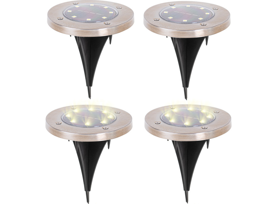 Solární zahradní světla 8 LED - 4 ks - teplá bílá