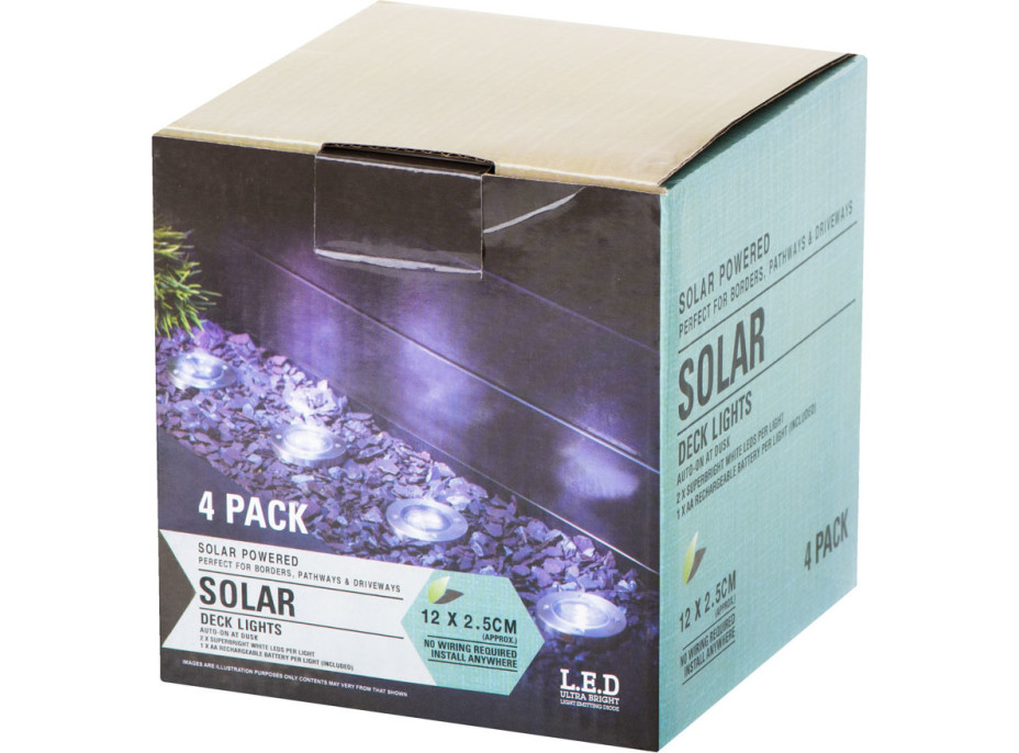 Solární zahradní světla 8 LED - 4 ks - teplá bílá