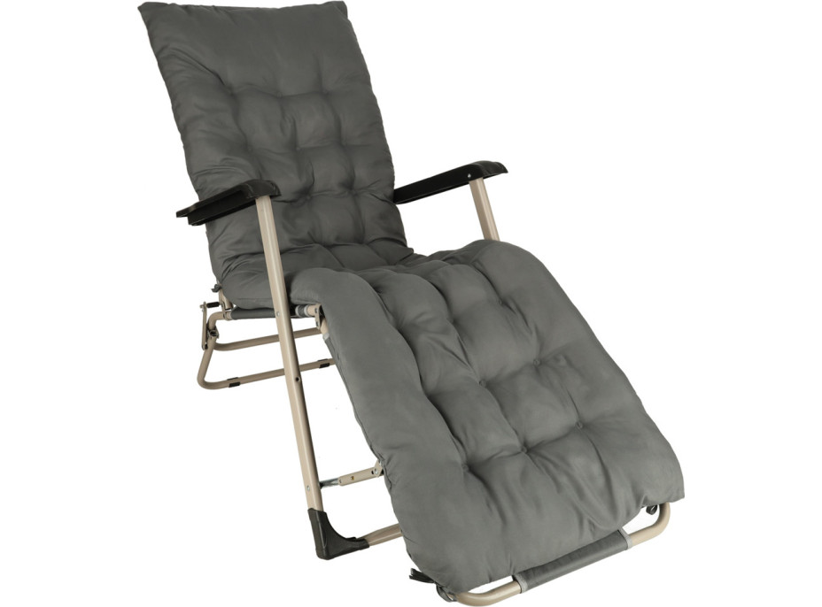 Zahradní lehátko LUARO s polštářem - šedé