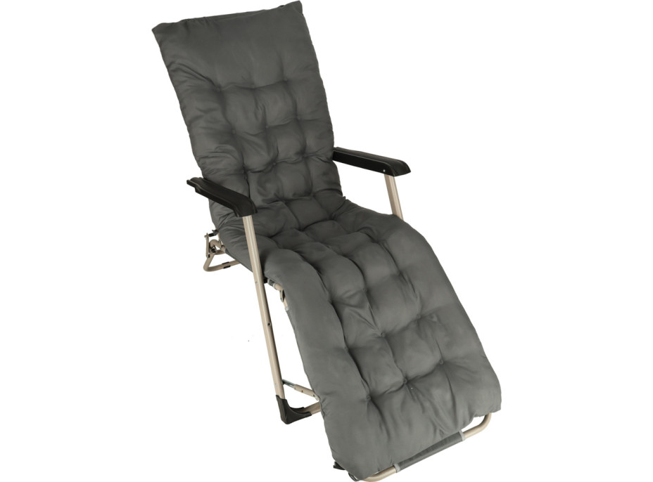 Zahradní lehátko LUARO s polštářem - šedé