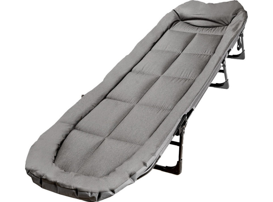 Kempingová skládací postel LUARO - 190x63x30 cm - šedá