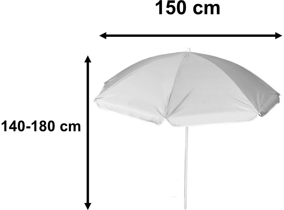 Plážový nastavitelný slunečník 150 cm - šedý