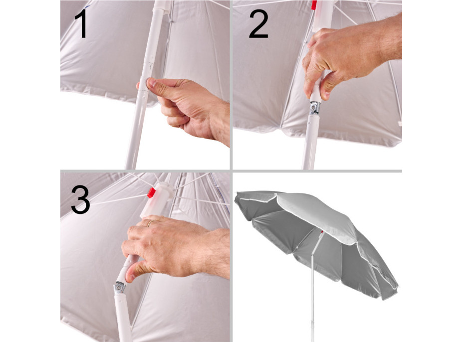 Plážový nastavitelný slunečník 150 cm - šedý