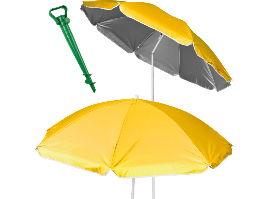 Plážový nastavitelný slunečník 150 cm - žlutý