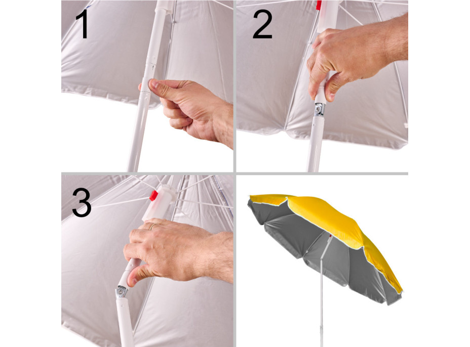 Plážový nastavitelný slunečník 150 cm - žlutý