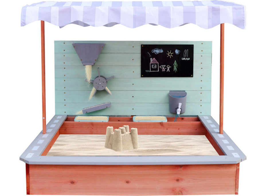 Dřevěné pískoviště LULILO Sablo s otočnou střechou