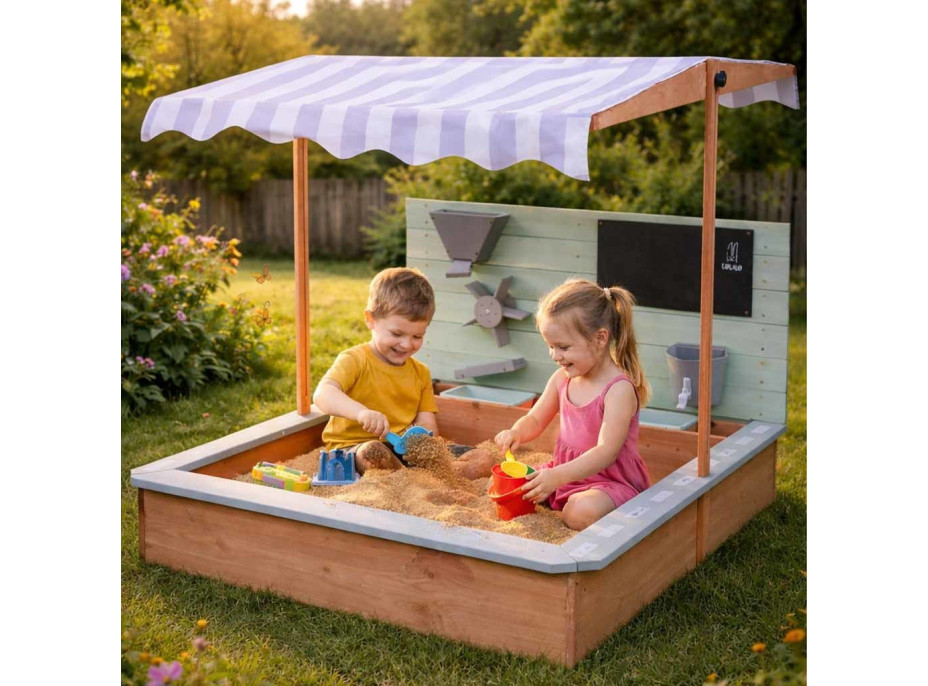 Dřevěné pískoviště LULILO Sablo s otočnou střechou