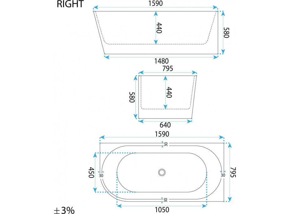 (KOPIE) Rohová akrylová vana SYDNEY 160cm