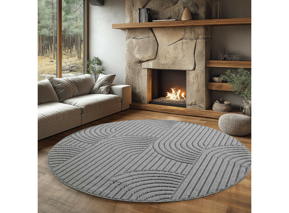 Kusový koberec Helix 2201 silver kruh