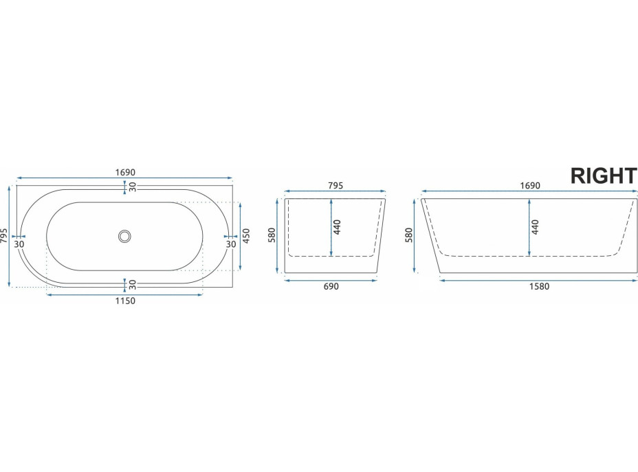 (KOPIE) Rohová akrylová vana SYDNEY 170cm