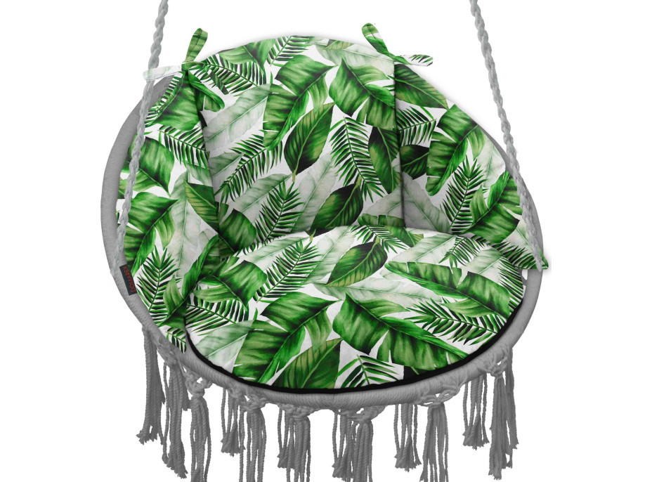 Voděodolný oboustranný polštář do závěsného křesla LUNA UP - Listy banánovníku - zelené + černá