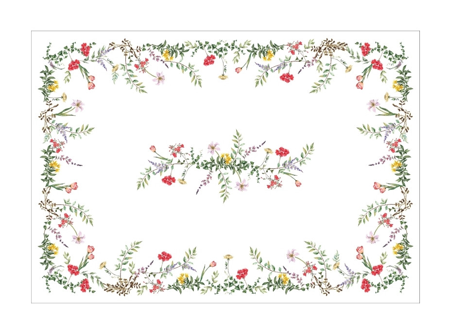 Velikonoční ubrus BLISS Květy - 140x200 cm - bílý