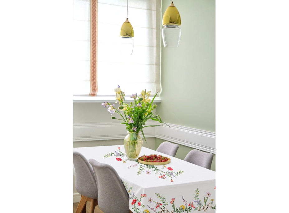 Velikonoční ubrus BLISS Květy - 140x200 cm - bílý