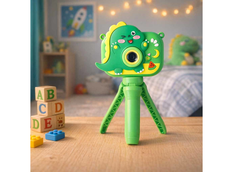 Dětský digitální fotoaparát na stativu Dinosaurus - zelený