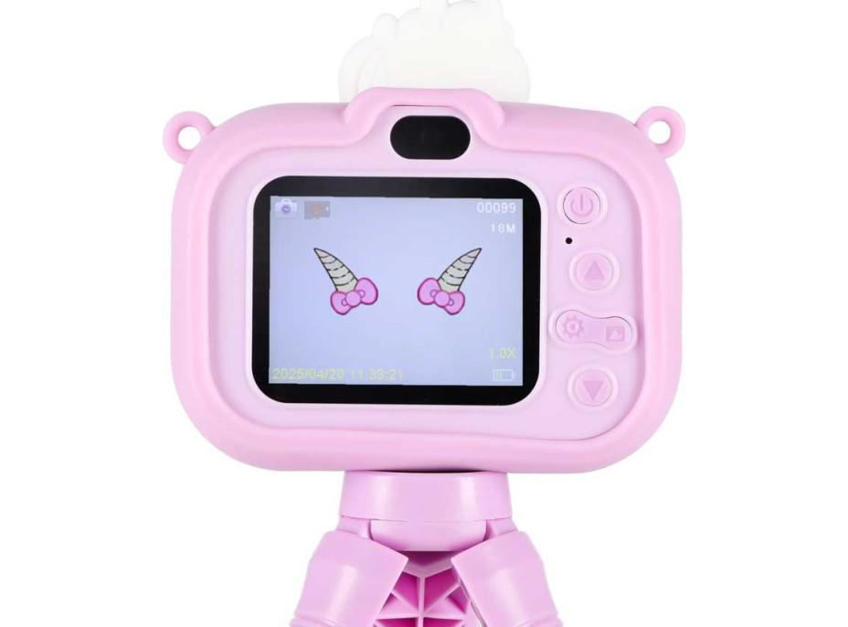 Dětský digitální fotoaparát na stativu Jednorožec - fialový