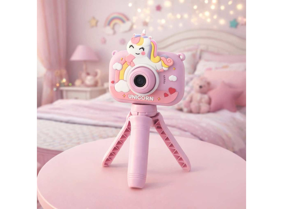 Dětský digitální fotoaparát na stativu Jednorožec - fialový