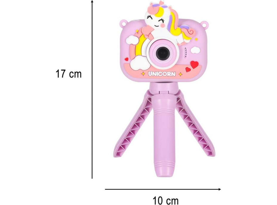 Dětský digitální fotoaparát na stativu Jednorožec - fialový