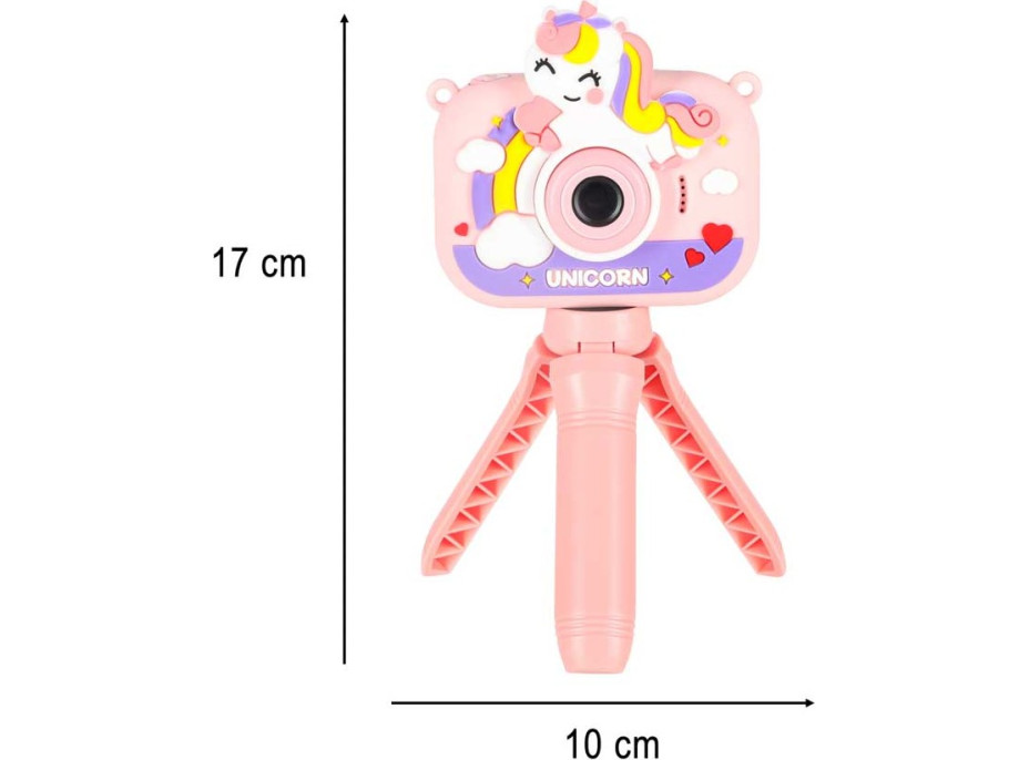 Dětský digitální fotoaparát na stativu Jednorožec - růžový