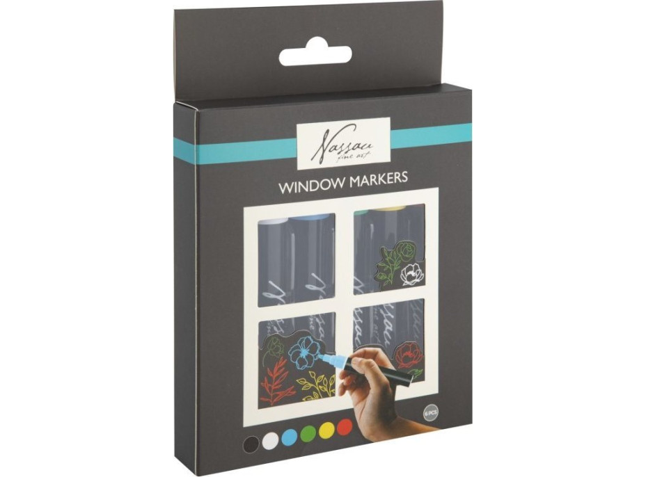 GRAFIX Křídové fixy na okna – sada 6 barev