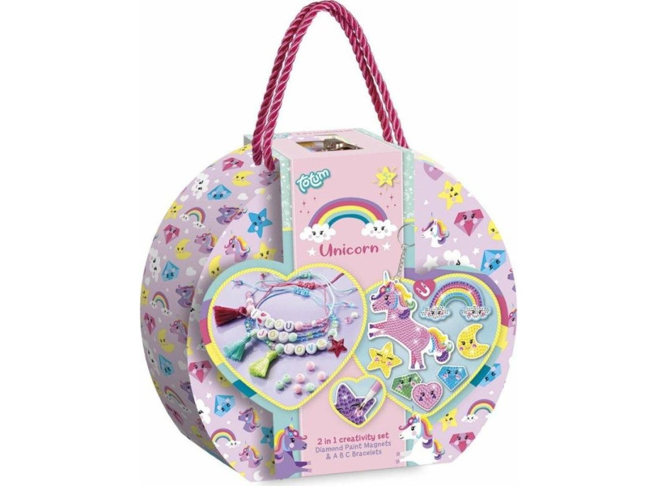 TOTUM Kreativní sada 2v1 Unicorn diamantové malování, výroba náramků