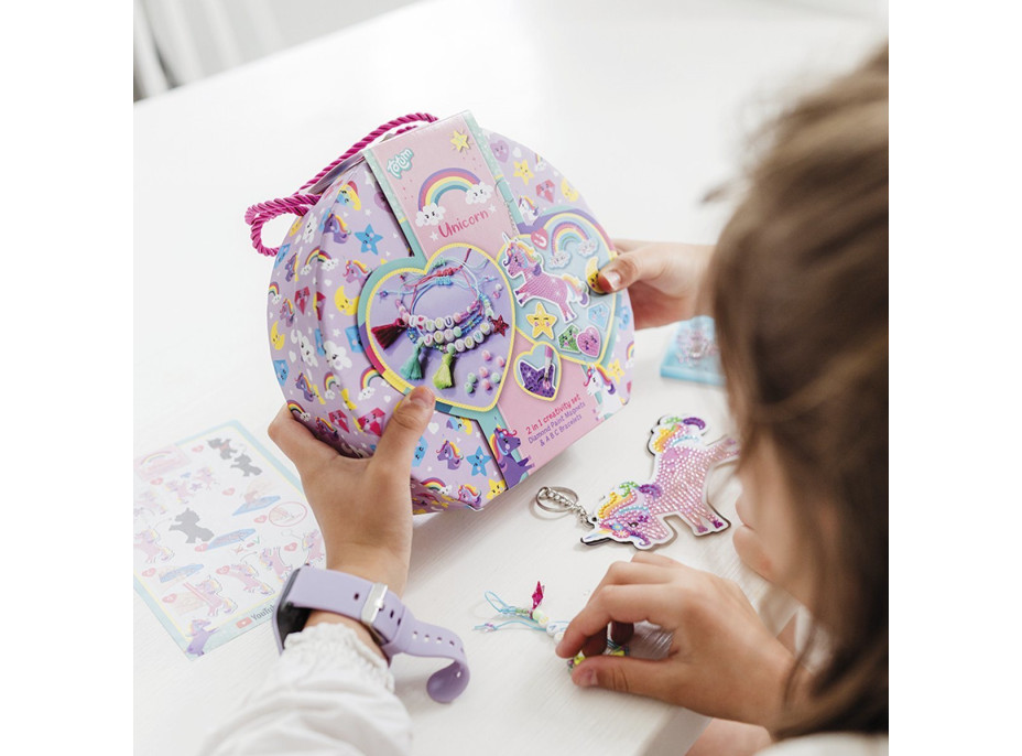 TOTUM Kreativní sada 2v1 Unicorn diamantové malování, výroba náramků