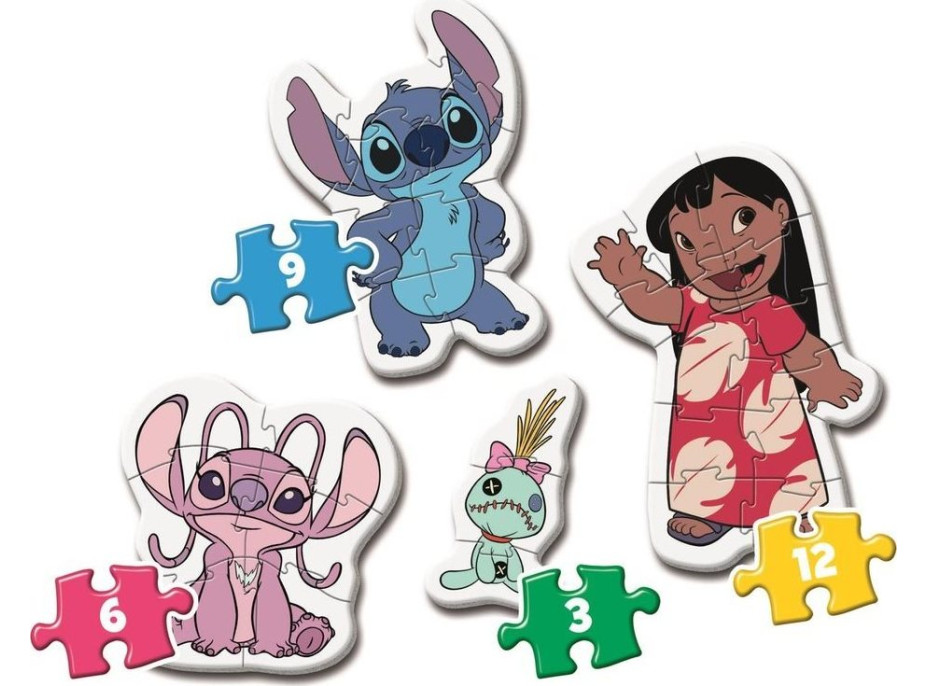 CLEMENTONI Moje první puzzle Stitch 4v1 (3,6,9,12 dílků)