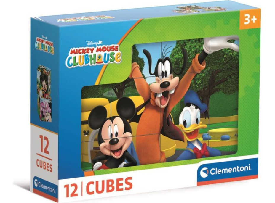 CLEMENTONI Obrázkové kostky Mickey Mouse, 12 kostek