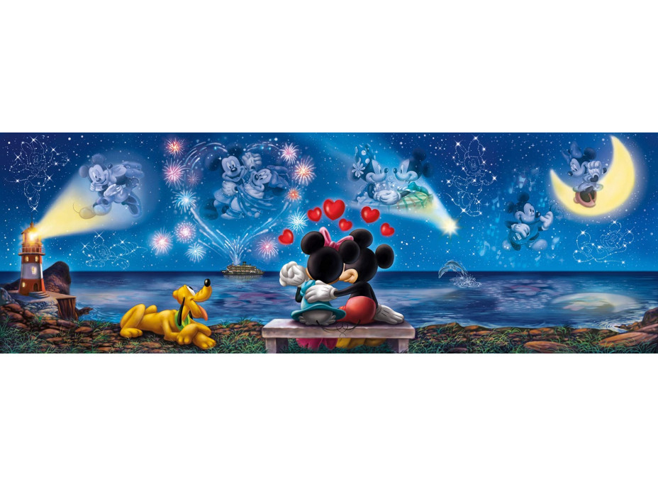 CLEMENTONI Panoramatické puzzle Mickey&Minnie 1000 dílků