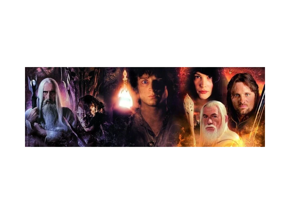 CLEMENTONI Panoramatické puzzle Pán prstenů: Hrdinové Středozemě 1000 dílků