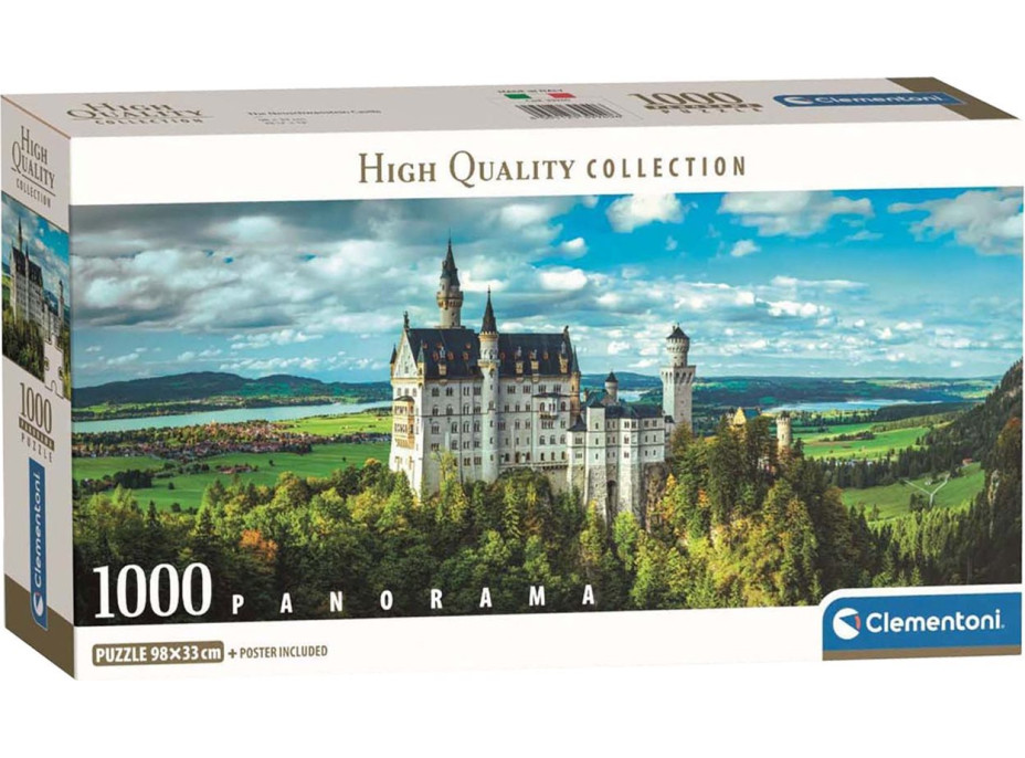 CLEMENTONI Panoramatické puzzle Zámek Neuschwanstein 1000 dílků