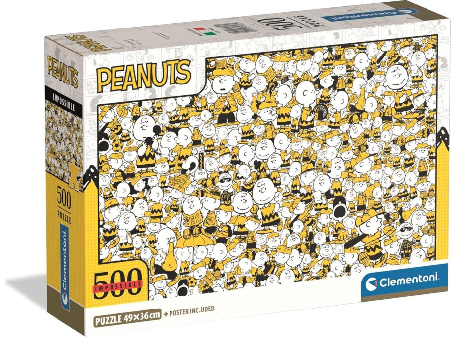CLEMENTONI Puzzle Impossible: Peanuts 500 dílků