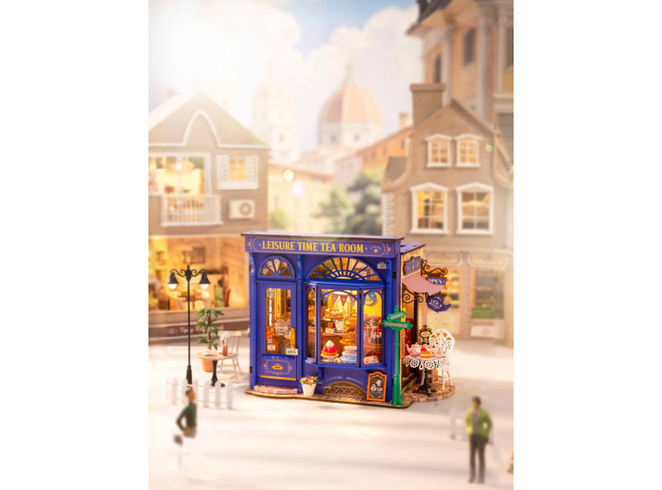 ROBOTIME Rolife DIY 3D dřevěné puzzle Pohodová čajovna s LED osvětlením