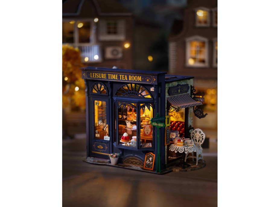 ROBOTIME Rolife DIY 3D dřevěné puzzle Pohodová čajovna s LED osvětlením