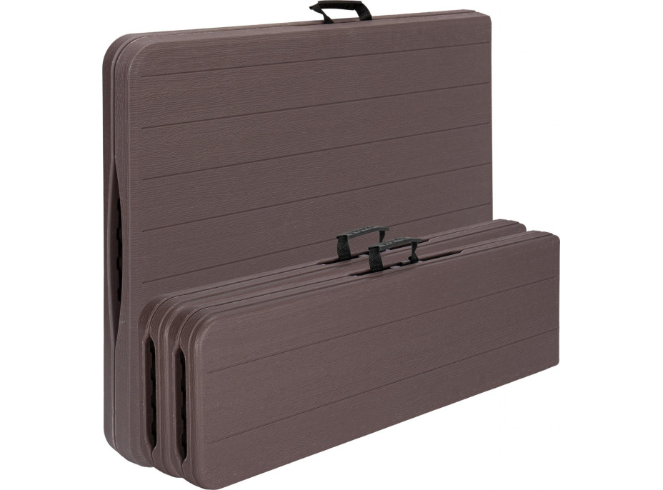 Set cateringového nábytku WOODLAND - stůl 180 cm + 2 lavice - hnědý