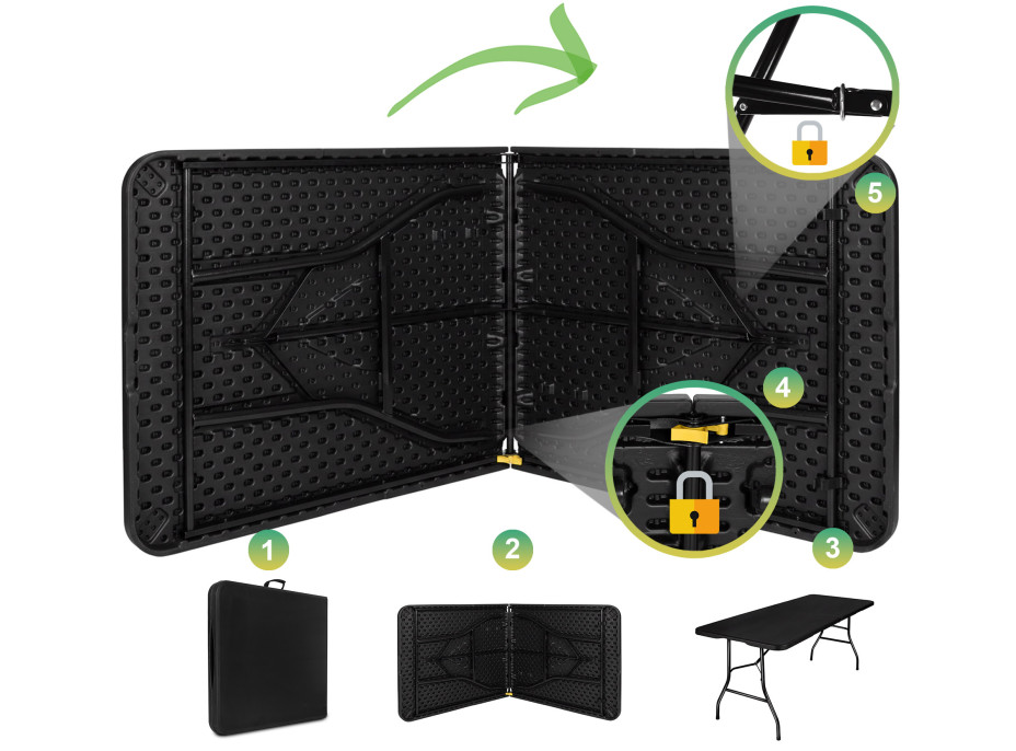 Cateringový stůl BALI BLACK 180 cm - černý